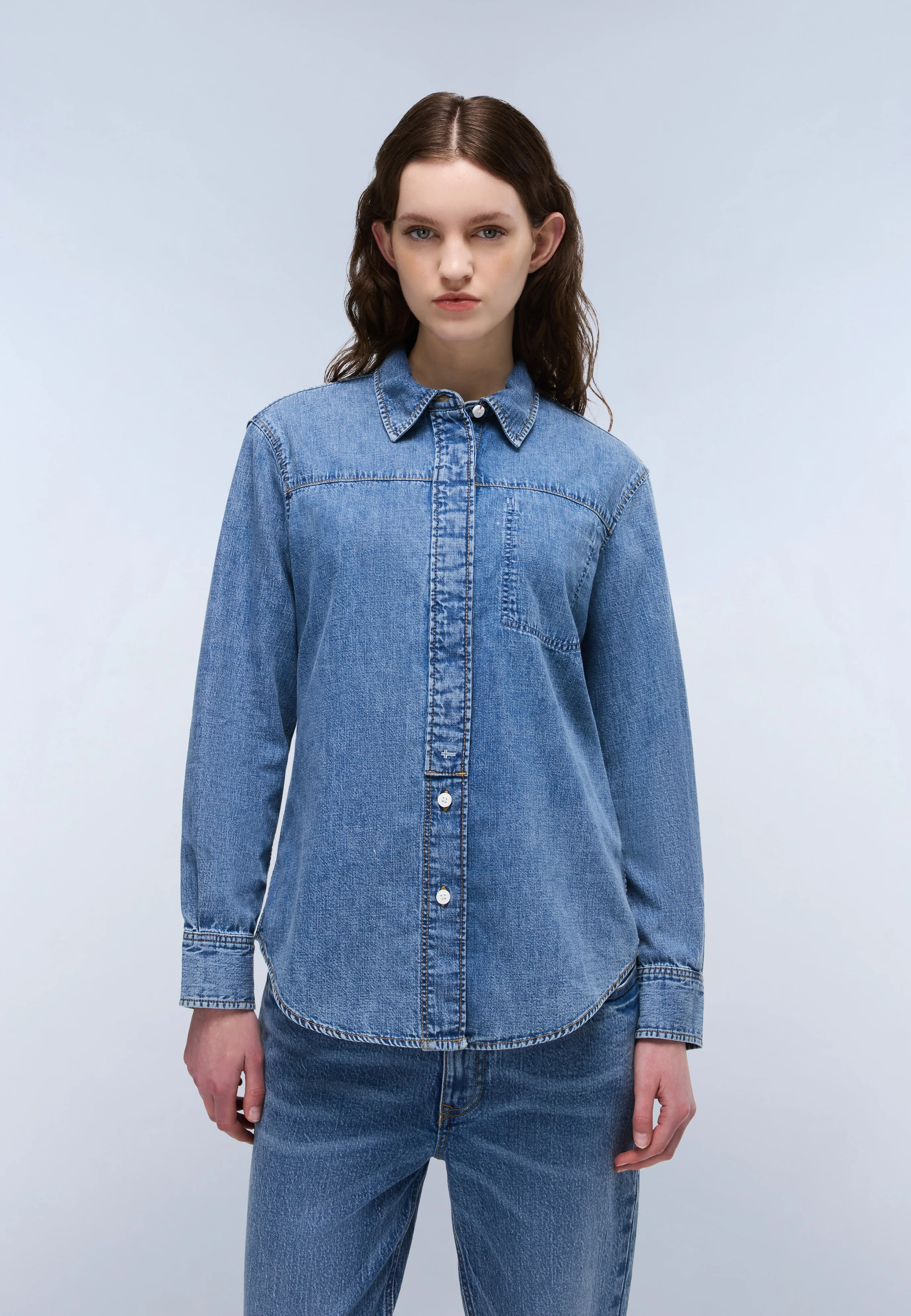 Camisa de Denim Cimonde Manga Longa